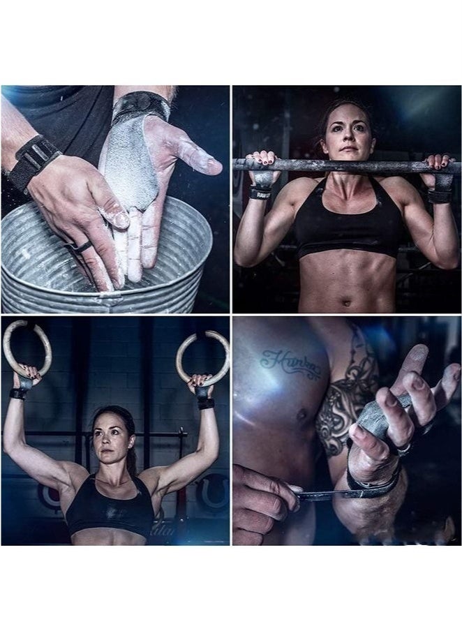 إس كي دي كي مقابض اليد الجلدية ذات 3 فتحات أصابع كروس فيت مع أغطية معصم من النيوبرين لحلبات الجمباز صالة الألعاب الرياضية لرفع الأثقال، تدريب رفع الأثقال، حماية اليد من التشققات والبثور للرجال والنساء - Image 3