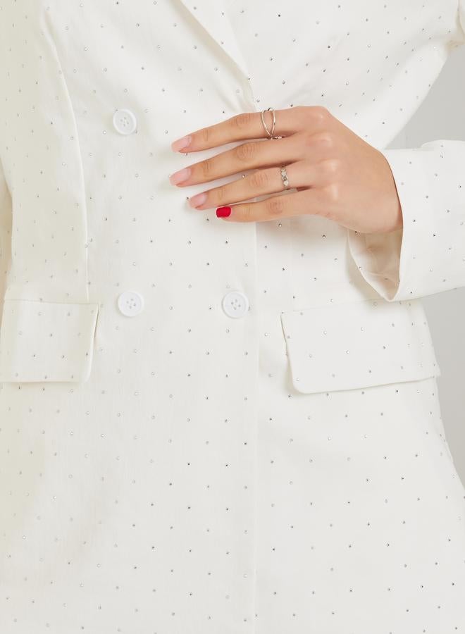 Styli Off White Regular Fit Embellished Blazer - Image 4