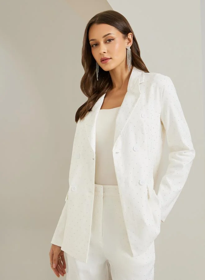 Off White Regular Fit Embellished Blazer