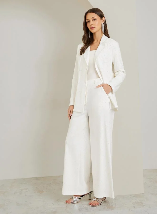 Styli Off White Regular Fit Embellished Blazer