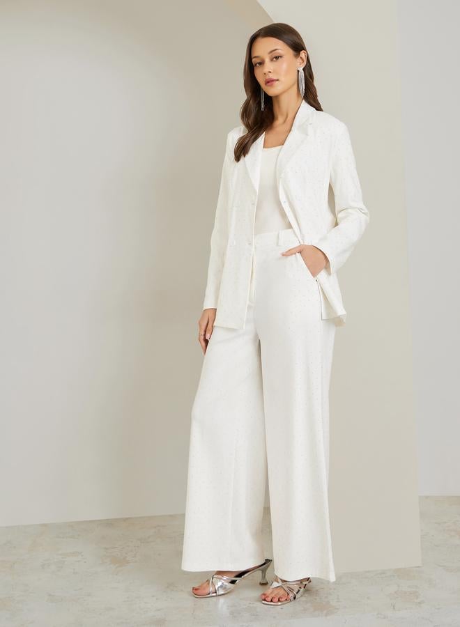 Styli Off White Regular Fit Embellished Blazer - Image 2