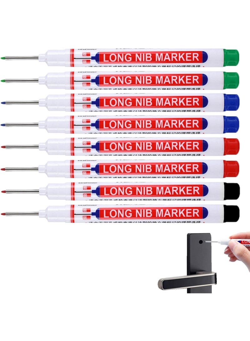 GGOOT Long Head Deep Hole Marker,8PCS Woodworking Pens | Multi-Purpose Mechanical Marking Tools with Oblique Point and Ballpoint for Hardware Processing  - Image 1