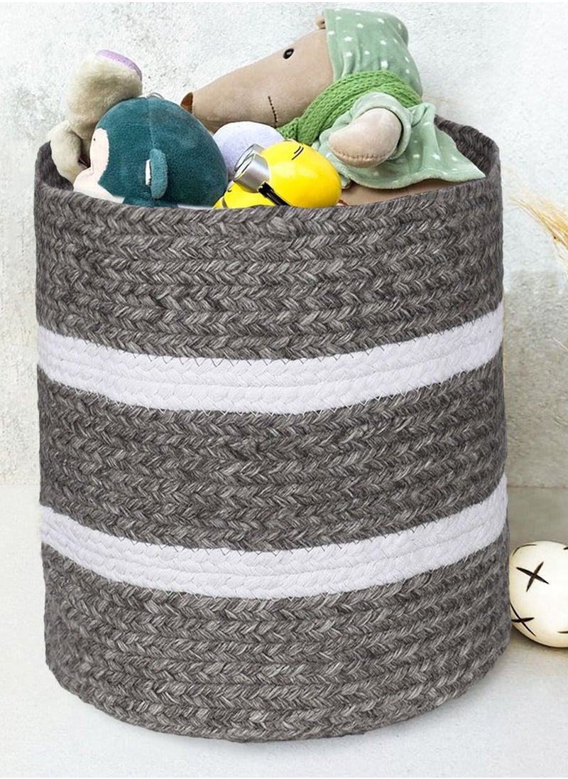 N & H Eco-friendly Handwoven Multipurpose Designer Baskets for Storage Organizer & Indoor Planters (Grey & White)  - Image 1