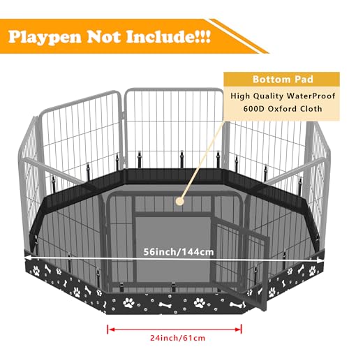 THINMUHAND Dog Playpen Bottom Pad Fits for 24 Inch 8 Panels Metal Exercise Pet Playpen, Dog Crate Pad Puppy Playpen Pad, Elastic Band Connections.(Note: Playpen Not Included) -Black - Image 2