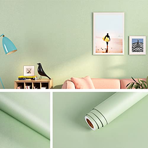 Livelynine 158X197 Sage Green Contact Paper Peel and Stick Wallpaper Green Modern Wall Paper for Bathroom Walls Desk Boys Room Kids Bedroom Classroom Kitchen Cabinet Wallpaper Peel and Stick Matte - Image 1