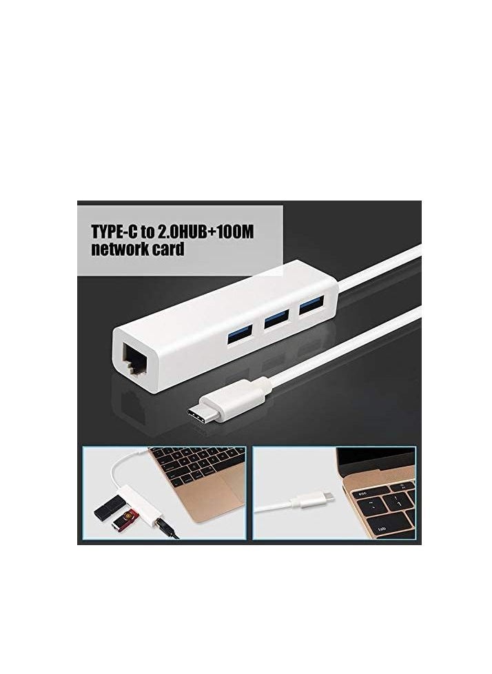 Generic USB C Type C to Ethernet Adapter Portable Laptop Tablet PC USB2.0 Hub RJ45 Network Card Lan Adapter  - Image 2