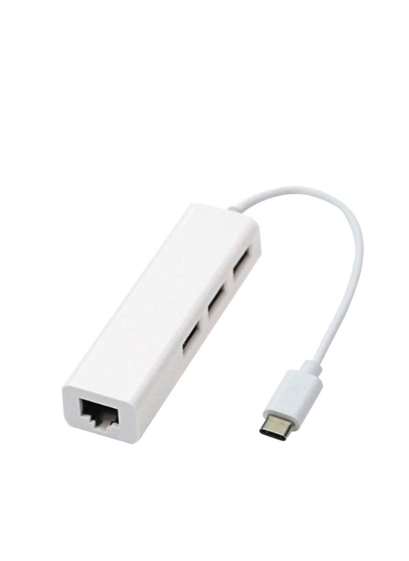 Generic USB C Type C to Ethernet Adapter Portable Laptop Tablet PC USB2.0 Hub RJ45 Network Card Lan Adapter  - Image 1