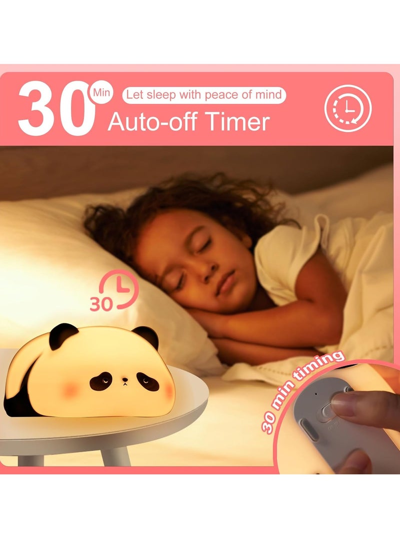 JAJEEK Panda Night Light for Kids – Cute LED Night Lights for Teen Girls Bedroom, Brightness Control with Auto Off Timer, Animal Silicone Lights – Ideal Toddler Gifts - Image 4