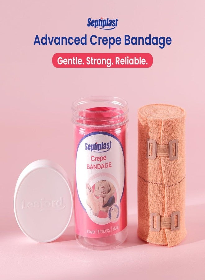 Leeford Septiplast Crepe Bandage for Knee, Ankle, Foot & Hand | Cotton Compression Wrap, Breathable Bandage Support for Sprains, Sports Injuries & Pain Relief (15cm x 4m) - Image 2