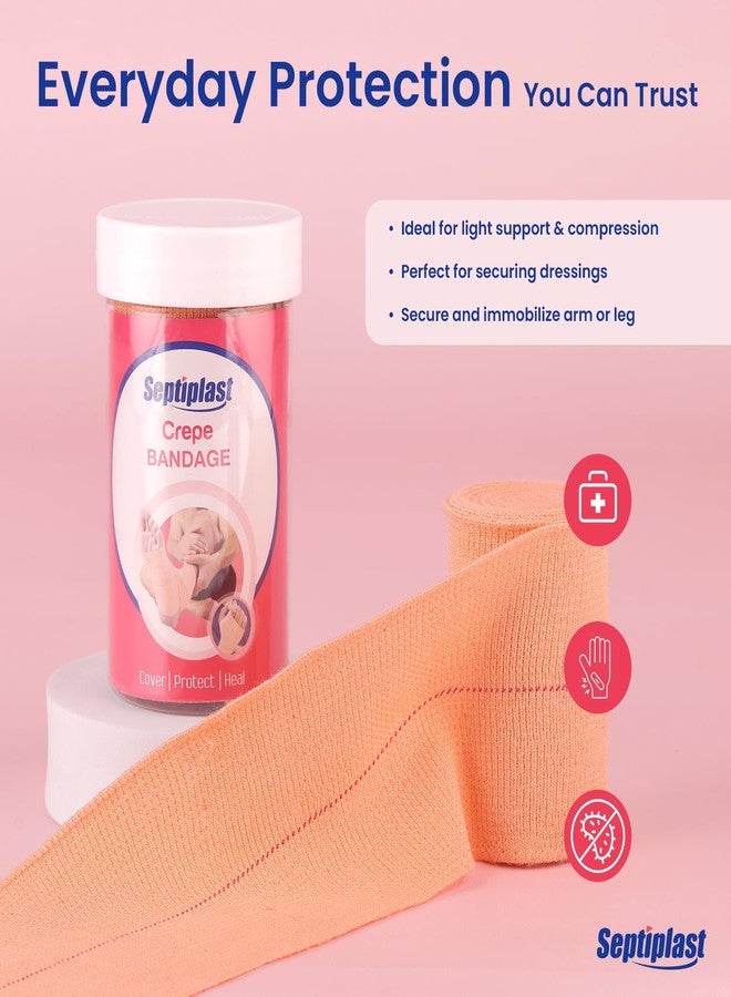 Leeford Septiplast Crepe Bandage for Knee, Ankle, Foot & Hand | Cotton Compression Wrap, Breathable Bandage Support for Sprains, Sports Injuries & Pain Relief (15cm x 4m) - Image 3