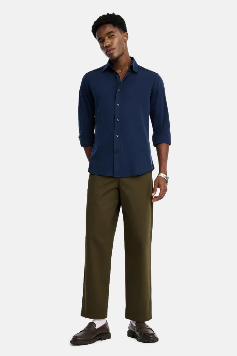 سنيتش Brown Solid Wide Leg Streetwear Chinos