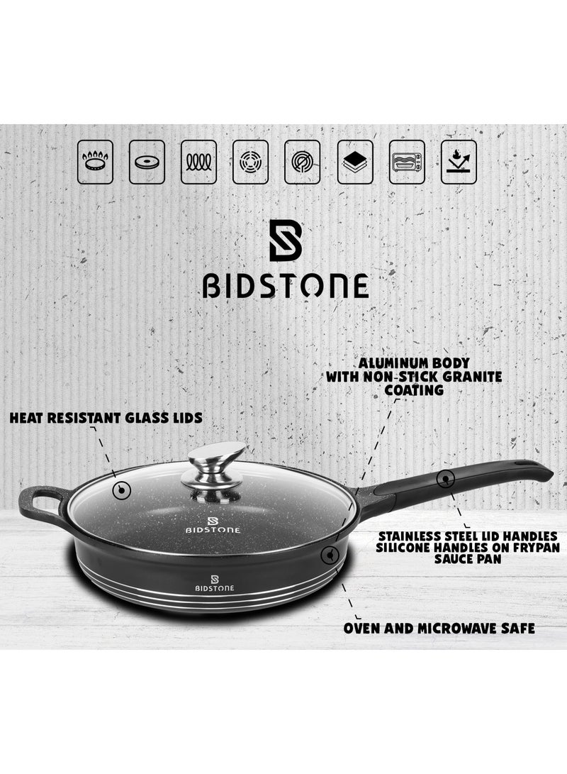 Bidstone 10-Pieces cookware set, Pots and Pans Set Nonstick, Granite Coating, Elegant Design and Suitable for All Types of Stove, Induction bottom, Casseroles Oven safe,100% PFOA FREE,Kitchen Cooking Set, Includes Casserole 20 Cm with Lid/24 Cm with Lid/28 Cm with Lid, Frying Pan 28 Cm with Lid, Saucepan 16 Cm with Lid - Image 5