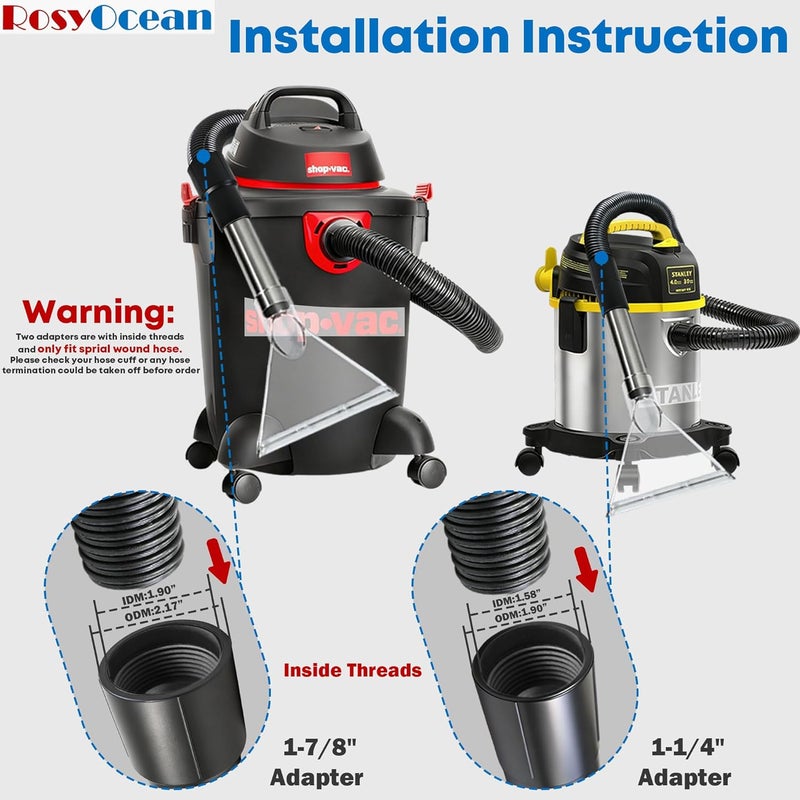 RosyOcean Carpet & Upholstery Cleaning Attachment Hand Wand with Viewing Large Head Auto Detailing Vacuum Head Hand Tool for Truck Mount & Portable Extractor Vacuum Cleaner - Image 5