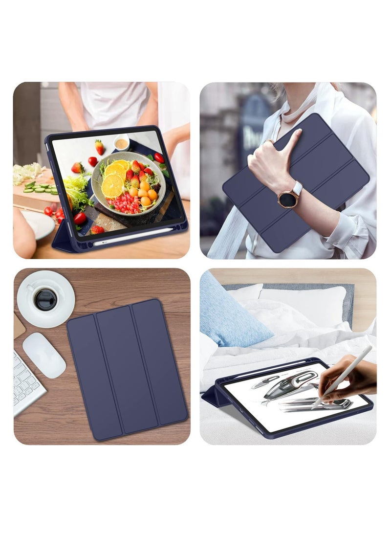 Generic - TPU Trifold Stand Case with with Pencil Holder for 3rd Gen iPad Pro -11-10.9 in/2021 (Dark Blue) - Image 1
