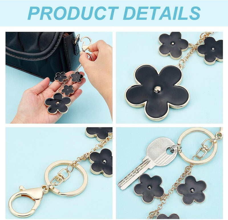 klarako 2 Colors Flower Keychain Charms, Flower Enamel Women Bag Charms Keyring Pendants for Purse Car Key Chain Clip Hook Handbag Bag Hanging Decoration Accessories DIY Crafts Making, 7.6 Inch - Image 4