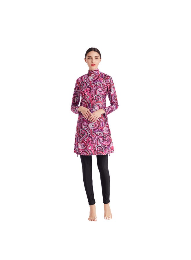 Generic Amazon Cross-border Muslim Muslim Swimsuit Women's Print Conservative Swimsuit Three-piece Set Large Size With Hood M113