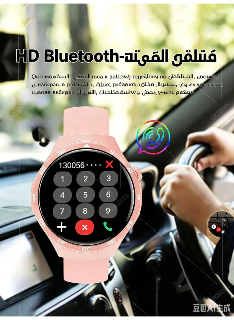 ساعة ذكية بشاشة AMOLED كبيرة 1.83 بوصة مع مكالمات بلوتوث وتتبع رياضي والتحكم بالموسيقى ومصباح يدوي LED لهواتف iOS وأندرويد - Image 4