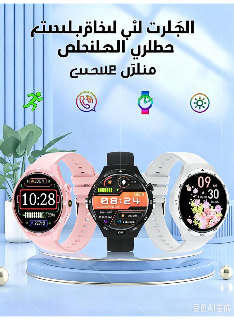 ساعة ذكية بشاشة AMOLED كبيرة 1.83 بوصة مع مكالمات بلوتوث وتتبع رياضي والتحكم بالموسيقى ومصباح يدوي LED لهواتف iOS وأندرويد - Image 2