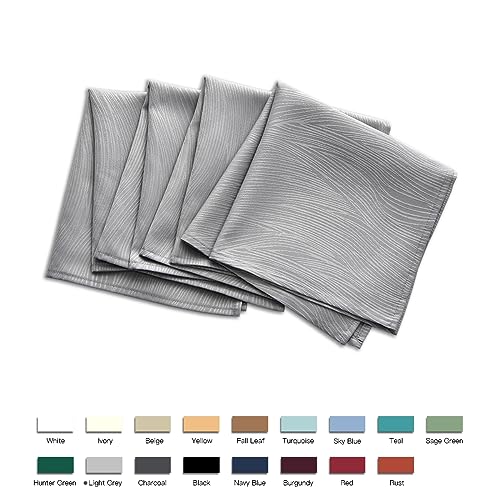 maxmill Jacquard Cloth Napkins 20 x 20 Inch Swirl Pattern Soft Comfortable and Luxury Serviette for Family Dinners Weddings Parties and Banquets Set of 4 Light Gray - Image 2