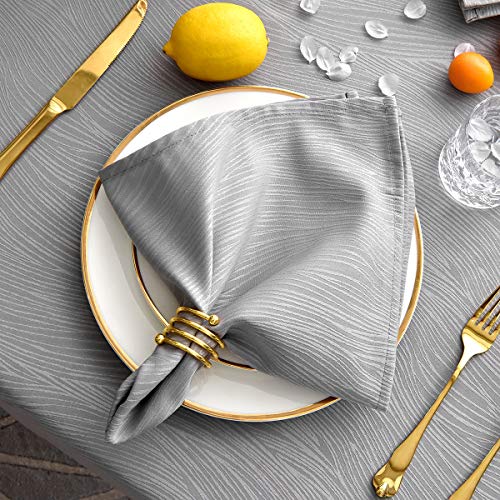 maxmill Jacquard Cloth Napkins 20 x 20 Inch Swirl Pattern Soft Comfortable and Luxury Serviette for Family Dinners Weddings Parties and Banquets Set of 4 Light Gray - Image 3