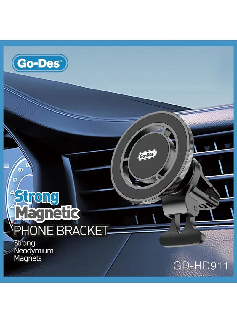 Go-Des HD-911 Foldable And Adjustable Angle High Quality Metal Flexible Magnetic Mobile Car Phone Holder - Image 2