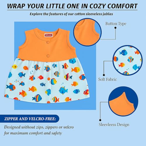 VParents Knee-Length Sleeveless Cotton Frocks for Baby Girls – 12-18 Months (Pack of 5), Round Neck A Line Mini Short Dress for Kids - Image 3