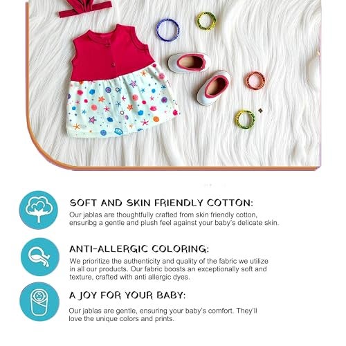 VParents Knee-Length Sleeveless Cotton Frocks for Baby Girls – 12-18 Months (Pack of 5), Round Neck A Line Mini Short Dress for Kids - Image 5