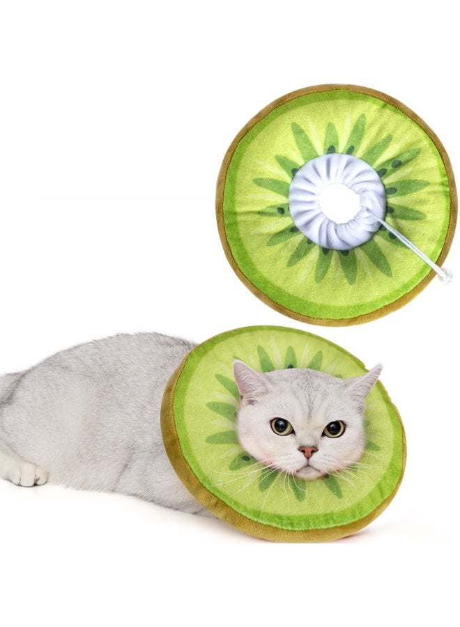 Adjustable (L) Cat Cone Collar, Cute Cat Donut Collar After Surgery, Cat Recovery Cone To Prevent Licking, L Size (11.5 Inches X 11.5 inches) Suitable For Cats With A Neck Circumference Of 7-12 Inches (Recommended For Cats Weighing 11-18 Pounds) Kiwi Fruit - Image 1