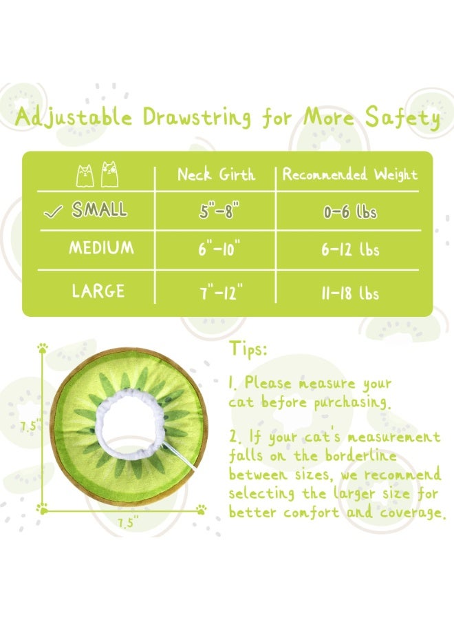 Adjustable (L) Cat Cone Collar, Cute Cat Donut Collar After Surgery, Cat Recovery Cone To Prevent Licking, L Size (11.5 Inches X 11.5 inches) Suitable For Cats With A Neck Circumference Of 7-12 Inches (Recommended For Cats Weighing 11-18 Pounds) Kiwi Fruit - Image 2