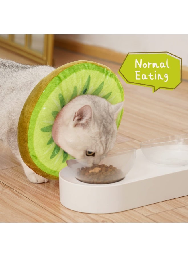 Adjustable (L) Cat Cone Collar, Cute Cat Donut Collar After Surgery, Cat Recovery Cone To Prevent Licking, L Size (11.5 Inches X 11.5 inches) Suitable For Cats With A Neck Circumference Of 7-12 Inches (Recommended For Cats Weighing 11-18 Pounds) Kiwi Fruit - Image 3