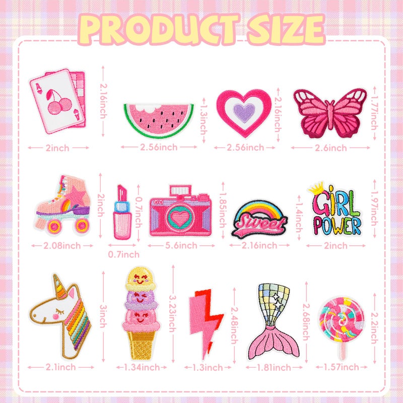 Yaveron 25Pcs Pink Iron on Patches for Girls Assorted Random Styles Pink Embroidered Patches for Clothes Backpacks Jackets Hats - Image 3