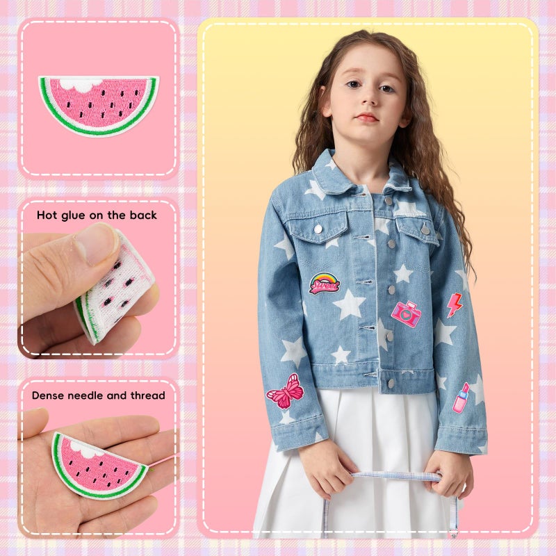 Yaveron 25Pcs Pink Iron on Patches for Girls Assorted Random Styles Pink Embroidered Patches for Clothes Backpacks Jackets Hats - Image 4