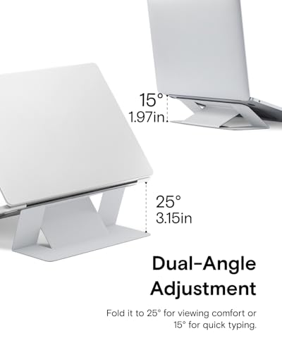 MOFT Laptop Stand for Desk, Adhesive MacBook Computer Stand with 2 Adjustable Viewing Angles, Foldable and Portable Laptop Riser Compatible with 11"-16" Laptops, Misty Cove(Adhesive Version) - Image 5