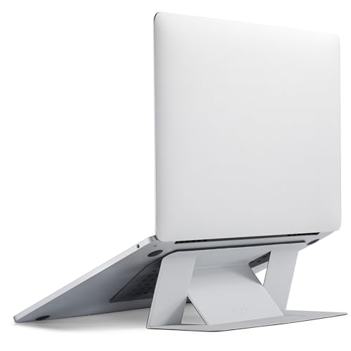MOFT Laptop Stand for Desk, Adhesive MacBook Computer Stand with 2 Adjustable Viewing Angles, Foldable and Portable Laptop Riser Compatible with 11"-16" Laptops, Misty Cove(Adhesive Version) - Image 1