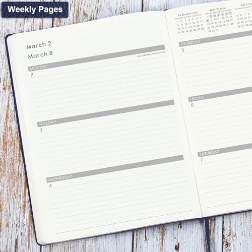 Lemome 2026 Planner - Jan 2026 - Dec 2026, 2026 Planner Weekly and Monthly, 8.5" x 11", Pen Holder, Calendar Stickers, Pocket, 25 Notes Pages, Faux Leather Cover, A4 Premium Paper - Blue - Image 4