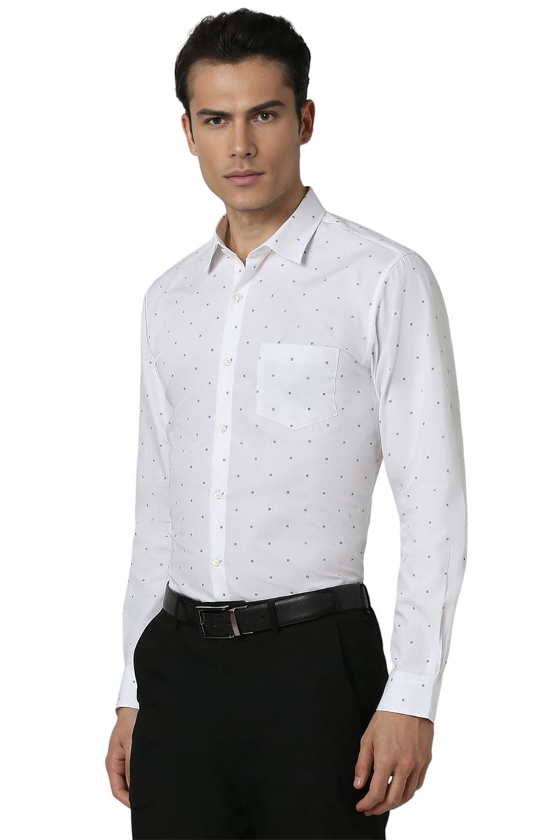 Peter England Men Cotton Slim Fit Small Ditsy Printed Full Sleeve Shirt, White 46 - Image 2