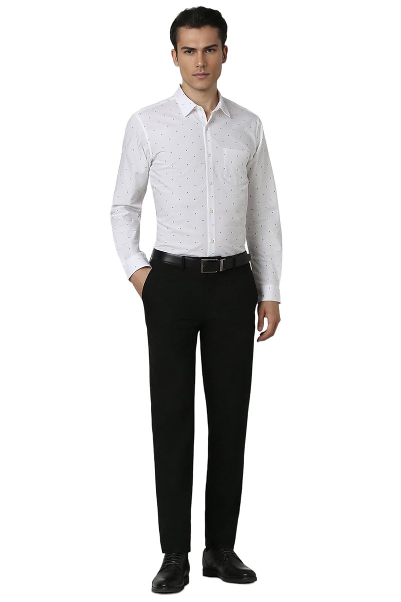 Peter England Men Cotton Slim Fit Small Ditsy Printed Full Sleeve Shirt, White 46 - Image 4