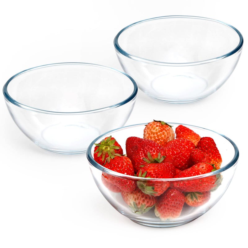 NUTRIUPS 5 Inch Small Glass Bowls Glass Dessert Bowl Set Clear Tempered Glass Sauce Bowls for Kitchen Microwave and Oven Safe