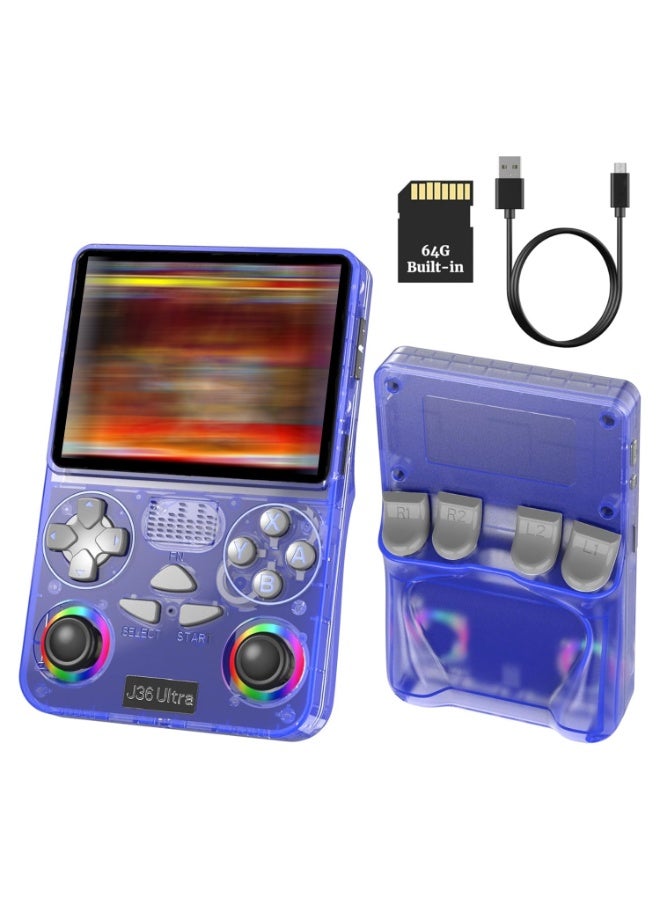 J-36 Ultra Portable Handheld Gaming Console, 3.5-Inch IPS Display, 64GB Built-in Storage, 20,000+ Classic Games, Dual Analog Joysticks, Wi-Fi, 3000mAh Rechargeable Battery, Multi-Platform Retro Game Console (Purple) - Image 1