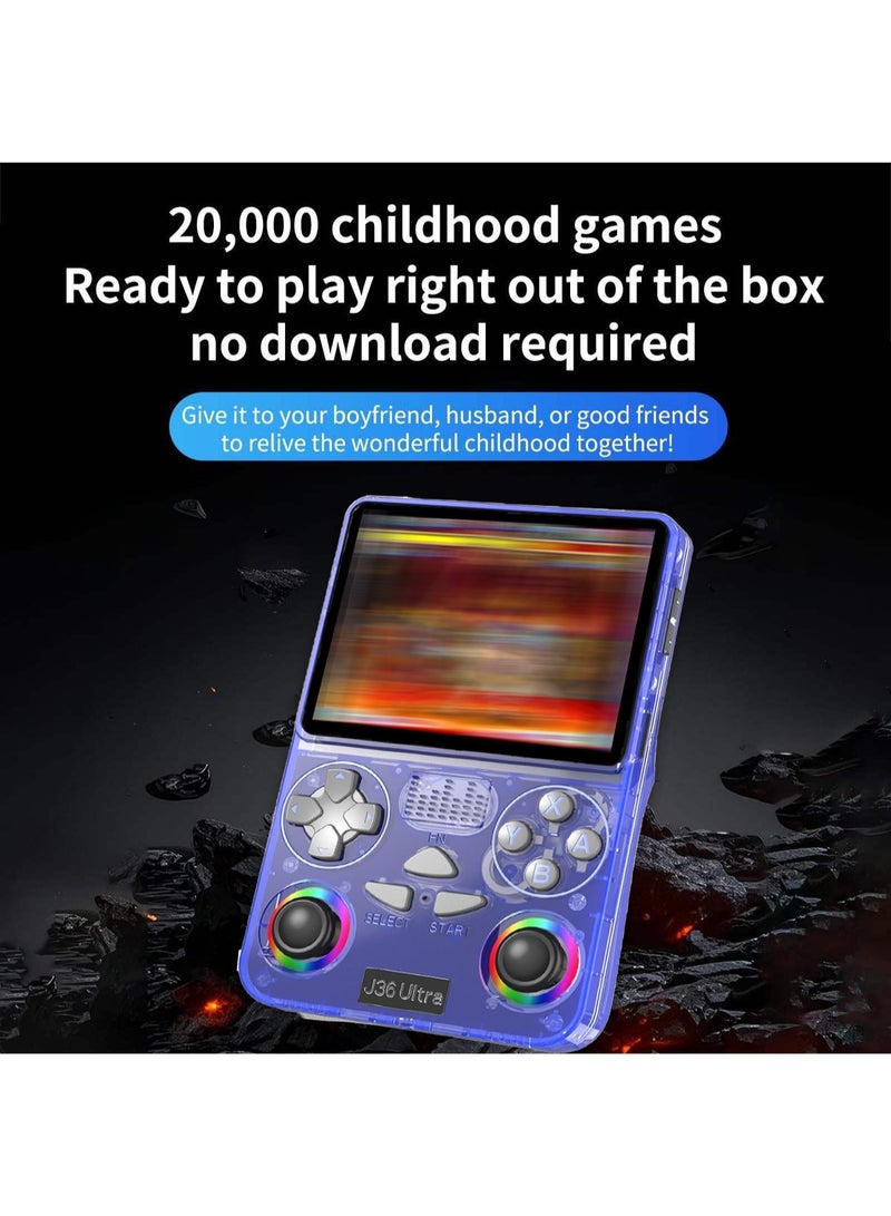 J-36 Ultra Portable Handheld Gaming Console, 3.5-Inch IPS Display, 64GB Built-in Storage, 20,000+ Classic Games, Dual Analog Joysticks, Wi-Fi, 3000mAh Rechargeable Battery, Multi-Platform Retro Game Console (Purple) - Image 3