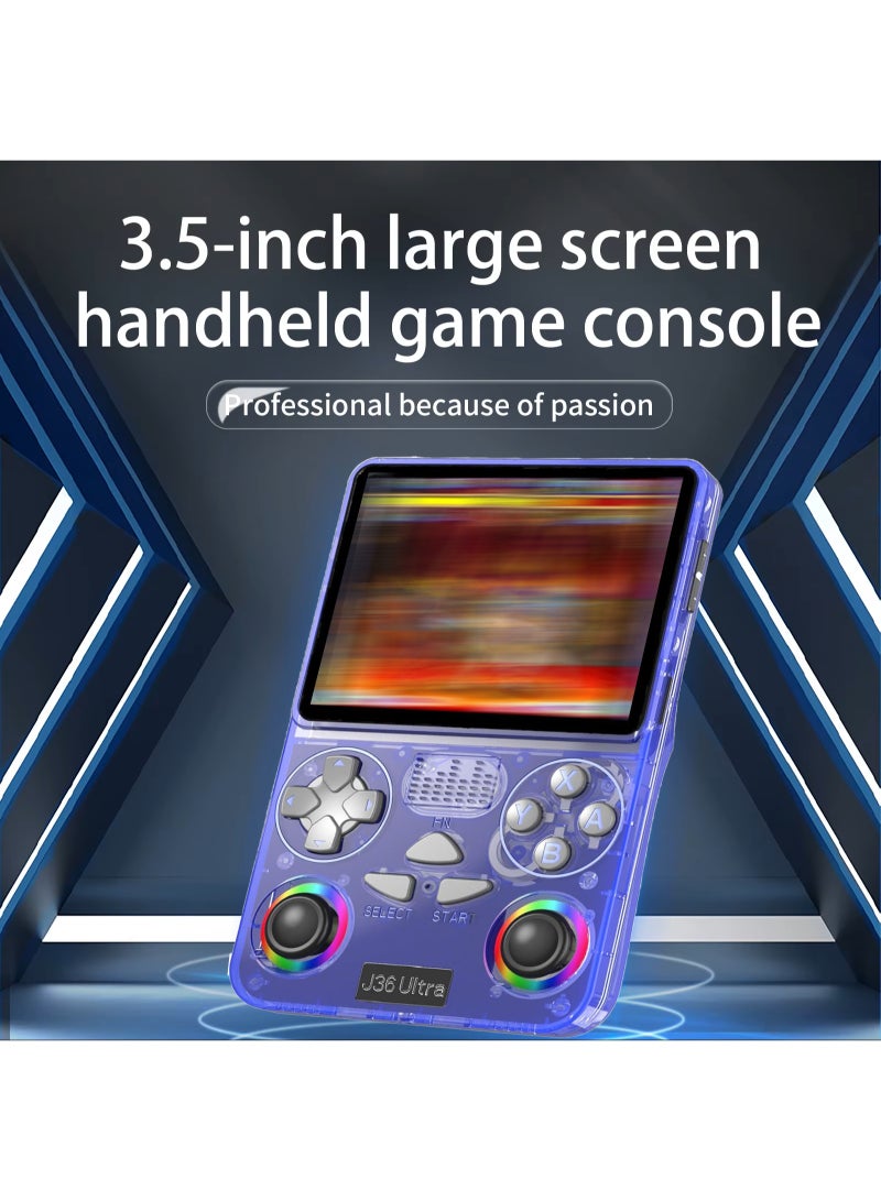 J-36 Ultra Portable Handheld Gaming Console, 3.5-Inch IPS Display, 64GB Built-in Storage, 20,000+ Classic Games, Dual Analog Joysticks, Wi-Fi, 3000mAh Rechargeable Battery, Multi-Platform Retro Game Console (Purple) - Image 2