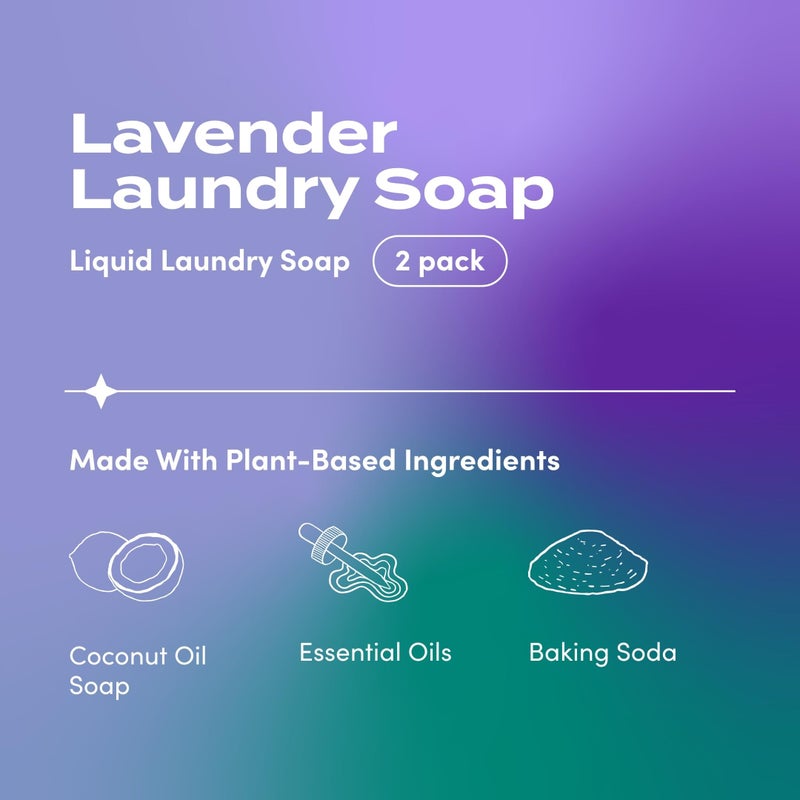 ZUM Indigo Wild Zum Clean Laundry Soap - Plant-Based Liquid Laundry Soap - Contains Baking Soda, Essential Oils & Saponified Coconut Oil - Lavender Scent - 64 fl oz (2 Pack) - Image 2