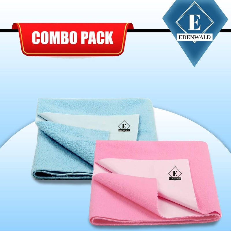 Edenwald Waterproof Quick Dry Sheet Pack of 2 | Quick Dry | (Pink+Sky Blue_X-Large (200cm x 140cm) - Image 2