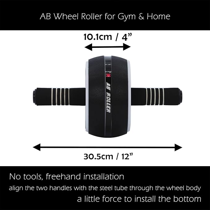 A.F.N.A.L Ab Wheel Roller, Exercise Abdominal Wheel Fitness For Gym & Home, Work-Out Strength-Training Equipment With Knee Pad, 12'W - Image 2