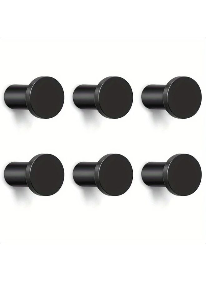 6 قطع خطافات معاطف حديثة سوداء ثقيلة مثبتة على الحائط للمطبخ والحمام - Image 2