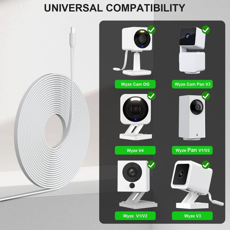 UYODM 13Ft/4m Outdoor Power Adapter for Wyze Cam Pan v3, Wyze Cam V4, Wyze OG, Wyze Cam v3 and v3 Pro, No Need for a Charging Head, Suitable for Indoor and Outdoor Use, IP67 Waterproof - Image 2