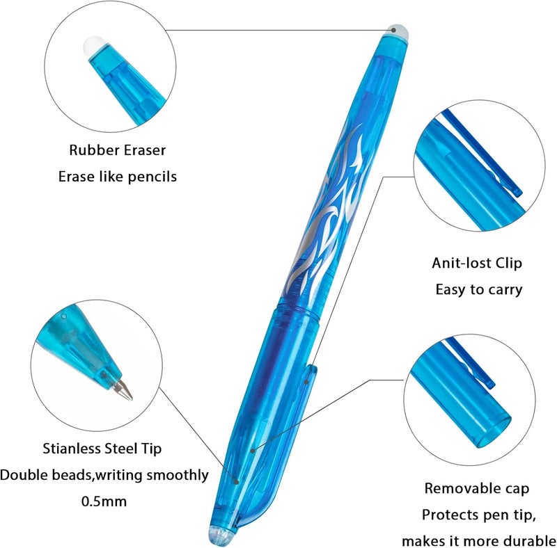 RIANCY Erasable Pens Erasable multicolored Gel Ink Rolling Ball Extra Fine point Smooth Writing 0.7mm pens with Eraser For Students Classroom Teacher Office Stationary School Supplies Gifts(8colors) - Image 2