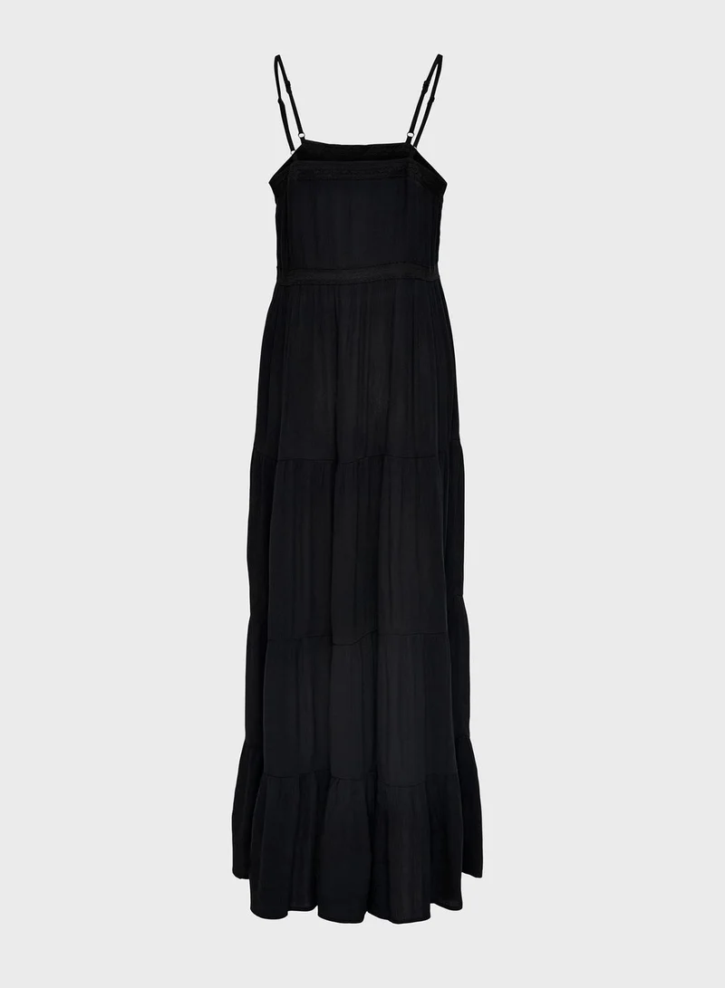 Jacqueline de Yong Lace Up Detail Pleated Dress