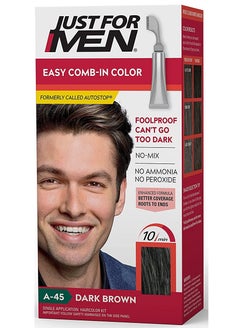 Just For Men Just For Men Easy Comb-In Color , Gray Hair Coloring for Men with Comb Applicator Included, Easy No Mix Application - Dark Brown, A-45  - Image 2
