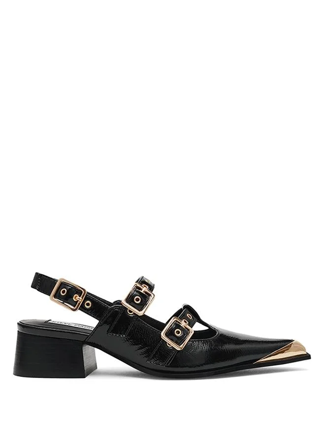 Galactia Women's Black Flat Sandals